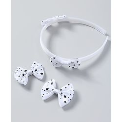 Babyhug Free Size Hair Accessories Combo Set Set of 3 Bow Applique  - White