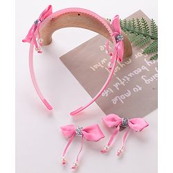 Babyhug Free Size Hair Accessories Combo Set Set of 3 Bow Applique  -  Pink