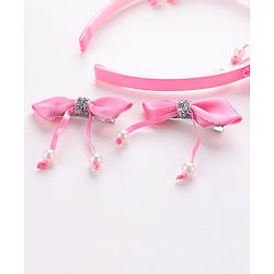Babyhug Free Size Hair Accessories Combo Set Set of 3 Bow Applique  -  Pink