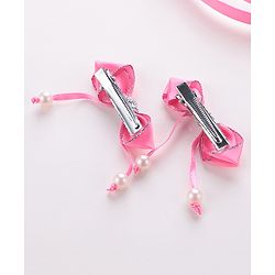 Babyhug Free Size Hair Accessories Combo Set Set of 3 Bow Applique  -  Pink