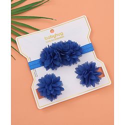 Babyhug Free Size Hair Accessories Combo Set of 3 with Floral Corsage - Blue