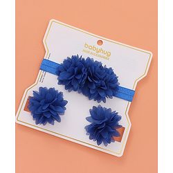 Babyhug Free Size Hair Accessories Combo Set of 3 with Floral Corsage - Blue