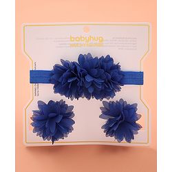Babyhug Free Size Hair Accessories Combo Set of 3 with Floral Corsage - Blue