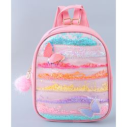 Babyhug Fashion Backpack with Butterlfly Applique - Pink