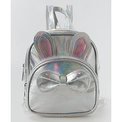 Babyhug Fashion Backpack with Bow Applique Free Size - Silver