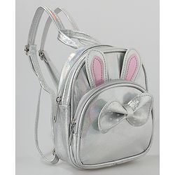 Babyhug Fashion Backpack with Bow Applique Free Size - Silver