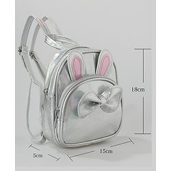 Babyhug Fashion Backpack with Bow Applique Free Size - Silver