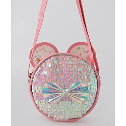 Babyhug Sling Bag with Bow Applique - Dark Pink