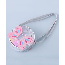 Babyhug Transparent Sling Bag with Butterfly Applique - Silver