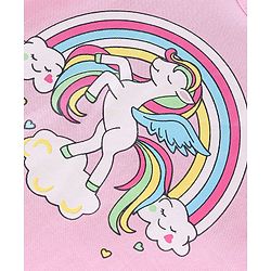Babyhug Cotton Knit Half Sleeves Night Suit Unicorn Print -Pink