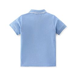 Babyhug Cotton Knit Half Sleeves Polo Cut & Sew T-Shirt with Text Graphic Print - Blue & Green
