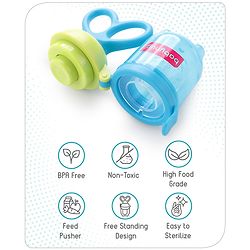 Babyhug Fruit & Food Feeder with Feed Pusher- Blue