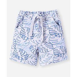 Babyhug Single Jersey Knit Half Sleeves T-Shirt & Shorts Set with Animal Print - Blue & White