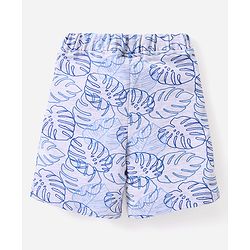 Babyhug Single Jersey Knit Half Sleeves T-Shirt & Shorts Set with Animal Print - Blue & White