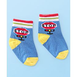 Cute Walk By Babyhug Anti Bacterial Cotton Rich Non Terry Ankle Length Socks Stripes & Car Deign Pack Of 5 - Multicolor