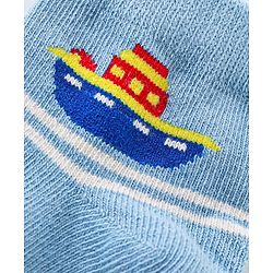 Cute Walk By Babyhug Anti-Bacterial Ankle Length Socks Boat & Stripes Design  Pack Of 5- Blue Grey & White