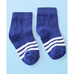 Cute Walk by Babyhug Cotton Blend Rich Non Terry Antibacterial Ankle Length Socks Striped Design Pack of 5 - Blue & White