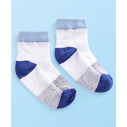 Cute Walk by Babyhug Cotton Blend Rich Non Terry Antibacterial Ankle Length Socks Striped Design Pack of 5 - Blue & White