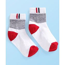 Cute Walk by Babyhug Cotton Blend Rich Non Terry Antibacterial Ankle Length Socks Striped Design Pack of 5 - Blue & White