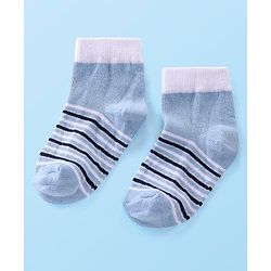 Cute Walk by Babyhug Cotton Blend Rich Non Terry Antibacterial Ankle Length Socks Striped Design Pack of 5 - Blue & White
