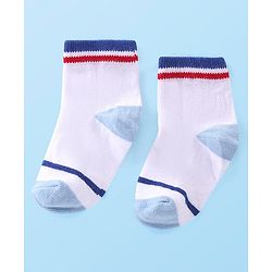 Cute Walk by Babyhug Cotton Blend Rich Non Terry Antibacterial Ankle Length Socks Striped Design Pack of 5 - Blue & White