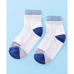 Cute Walk by Babyhug Cotton Blend Rich Non Terry Antibacterial Ankle Length Socks Striped Design Pack of 5 - Blue & White