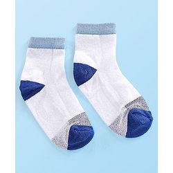 Cute Walk by Babyhug Cotton Blend Rich Non Terry Antibacterial Ankle Length Socks Striped Design Pack of 5 - Blue & White