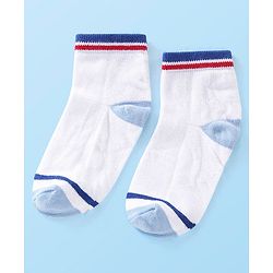 Cute Walk by Babyhug Cotton Blend Rich Non Terry Antibacterial Ankle Length Socks Striped Design Pack of 5 - Blue & White