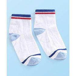 Cute Walk by Babyhug Cotton Blend Rich Non Terry Antibacterial Ankle Length Socks Striped Design Pack of 5 - Blue & White