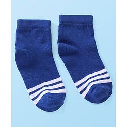 Cute Walk by Babyhug Cotton Blend Rich Non Terry Antibacterial Ankle Length Socks Striped Design Pack of 5 - Blue & White