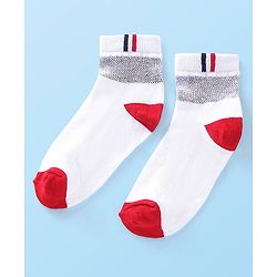 Cute Walk by Babyhug Cotton Blend Rich Non Terry Antibacterial Ankle Length Socks Striped Design Pack of 5 - Blue & White