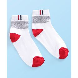 Cute Walk by Babyhug Cotton Blend Rich Non Terry Antibacterial Ankle Length Socks Striped Design Pack of 5 - Blue & White