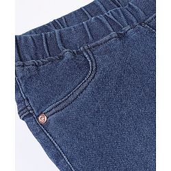 Babyhug Denim Full Length With Stretch Jegging Solid Colour - Dark Blue