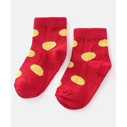 Cute Walk by Babyhug Cotton Blend Rich Non Terry Antibacterial Ankle Length Socks Polka Dots Design Pack of 5 - Multicolour