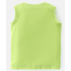 Babyhug 100% Cotton Sleeveless Cut & Sew T-Shirt Text Print - Lime White & Blue