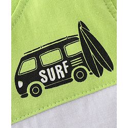 Babyhug 100% Cotton Sleeveless Cut & Sew T-Shirt Text Print - Lime White & Blue