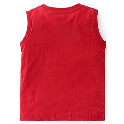 Babyhug Cotton Knit Sleeveless T-Shirt with Ice Cream Graphic Print - Red