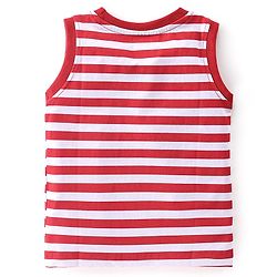 Babyhug Cotton Knit Sleeveless T-Shirt Tree Text & Stripe Print Pack of 3- Blue Red & Yellow