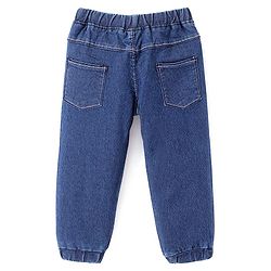 Babyhug Full Length  With Stretch Denim Joggers Solid Colour  - Dark Blue