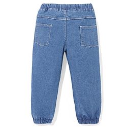 Babyhug Full Length with Stretch Denim Joggers Solid Colour - Medium Blue