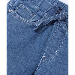 Babyhug Full Length with Stretch Denim Joggers Solid Colour - Medium Blue