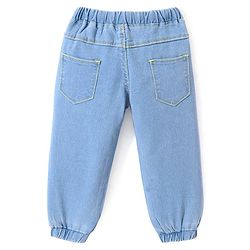 Babyhug Full Length  With Stretch Denim Joggers Solid Colour  - Light Blue