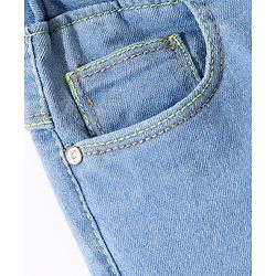 Babyhug Full Length  With Stretch Denim Joggers Solid Colour  - Light Blue