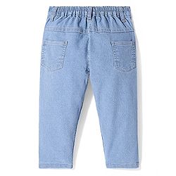 Babyhug Full Length Solid Color Denim Jeans With Stretch - Light Blue
