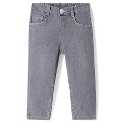 Babyhug Full Length Solid Color Denim Jeans With Stretch - Grey