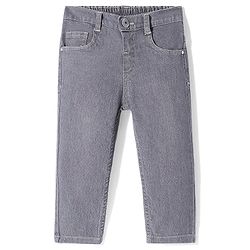 Babyhug Full Length Solid Color Denim Jeans With Stretch - Light Blue
