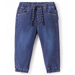 Babyhug Denim Full Length Solid Colour Jogger With Stretch - Light Blue