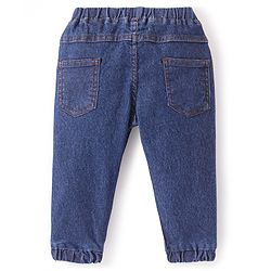 Babyhug Denim Full Length Solid Colour Jogger With Stretch - Light Blue