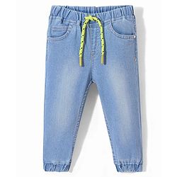 Babyhug Denim Full Length With Stretch Joggers - Light Blue
