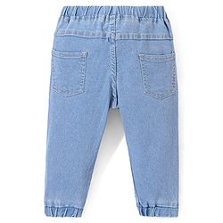 Babyhug Denim Full Length With Stretch Joggers - Light Blue